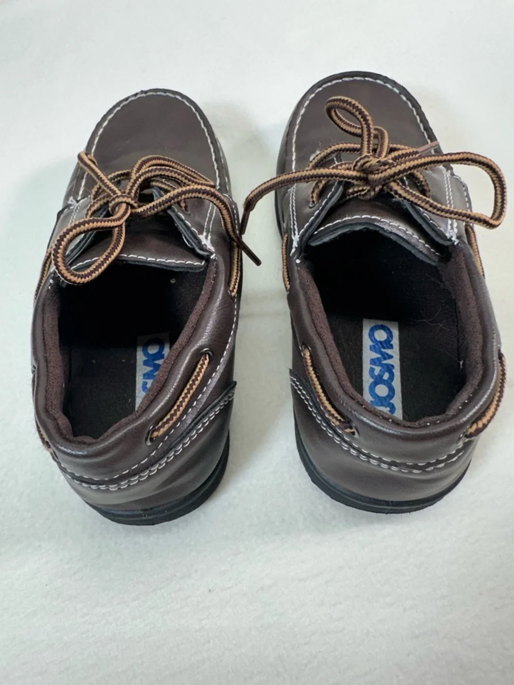 Josmo Kids’ Dark Brown Moccasin Boat Shoes Contrast Stitching Size 1